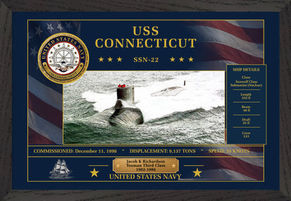 USS Connecticut SSN-22 Framed Patriotic Art