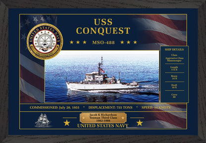 USS Conquest MSO-488 Framed Patriotic Art