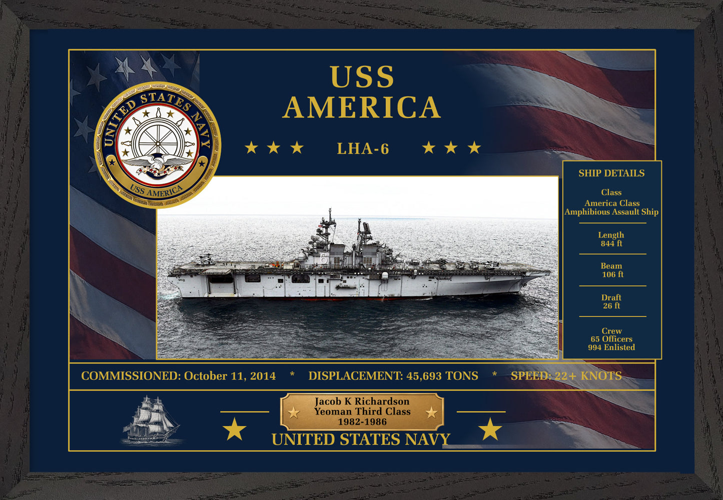 USS America LHA-6 Framed Patriotic Art