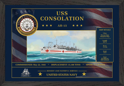 USS Consolation AH-15 Framed Patriotic Art