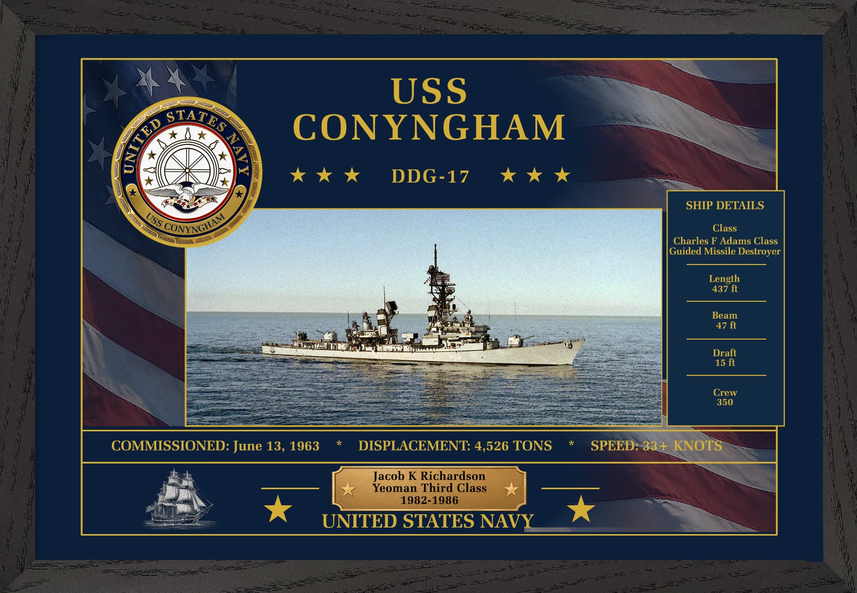 USS Conyngham DDG-17 Framed Patriotic Art