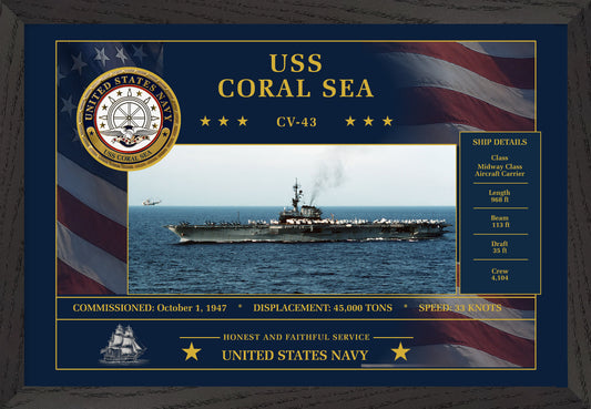USS Coral Sea CV-43 Framed Patriotic Art