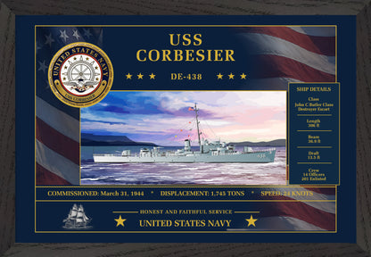 USS Corbesier DE-438 Framed Patriotic Art