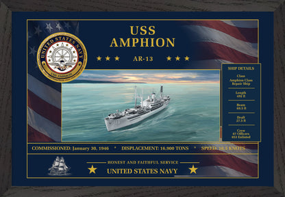 USS Amphion AR-13 Framed Patriotic Art