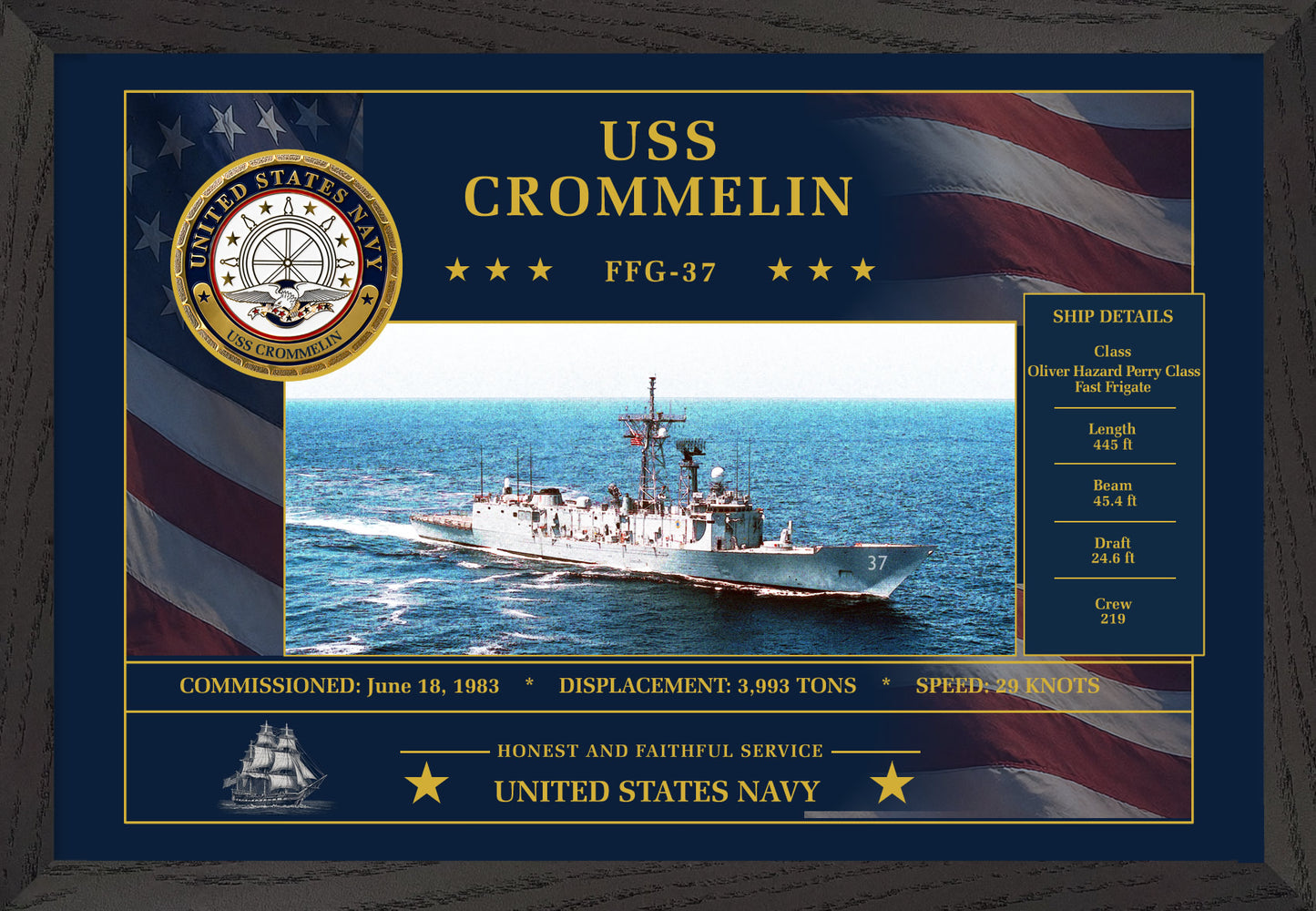 USS Crommelin FFG-37 Framed Patriotic Art