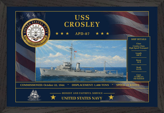 USS Crosley APD-87 Framed Patriotic Art