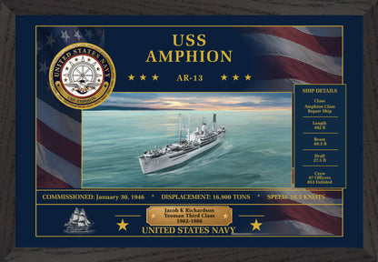 USS Amphion AR-13 Framed Patriotic Art