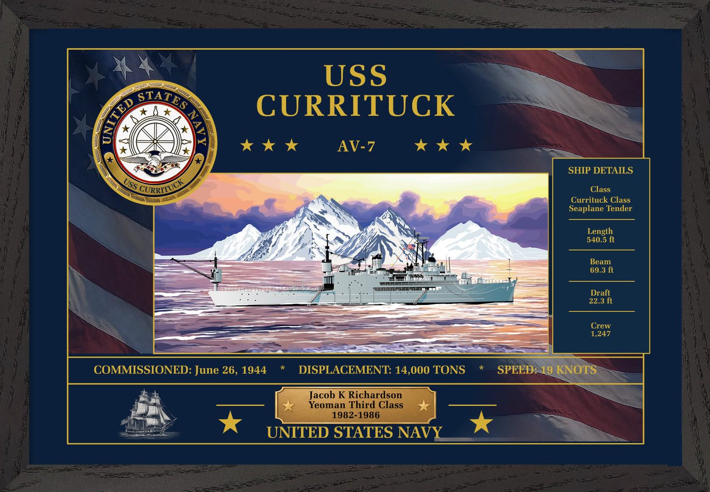 USS Currituck AV-7 Framed Patriotic Art