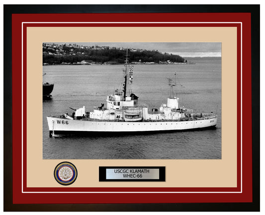 USCGC KLAMATH WHEC 66 Framed Coast Guard Ship Photo Burgundy 49WHEC66