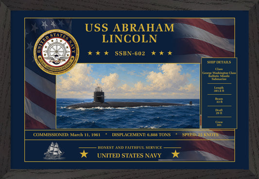 USS Abraham Lincoln SSBN-602 Framed Patriotic Art