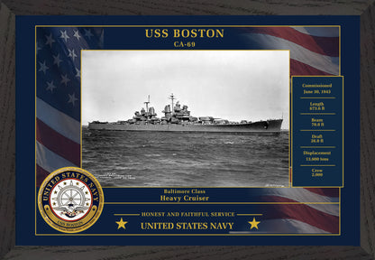 USS Boston CA-69 Framed Patriotic Photo