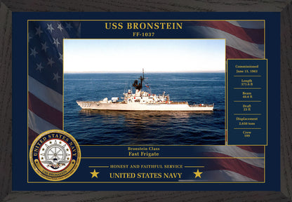 USS Bronstein FF-1037 Framed Patriotic Photo