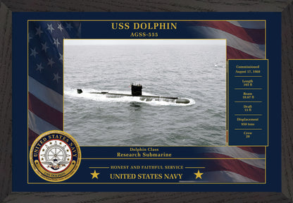 USS Dolphin AGSS-555 Framed Patriotic Photo