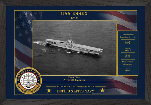 USS Essex CV-9 Framed Patriotic Photo