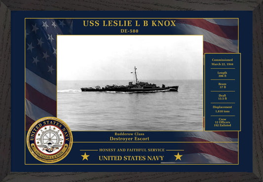 USS Leslie L B Knox DE-580 Framed Patriotic Photo