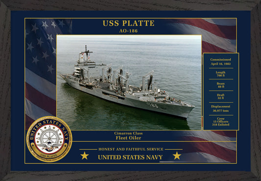 USS Platte AO-186 Framed Patriotic Photo
