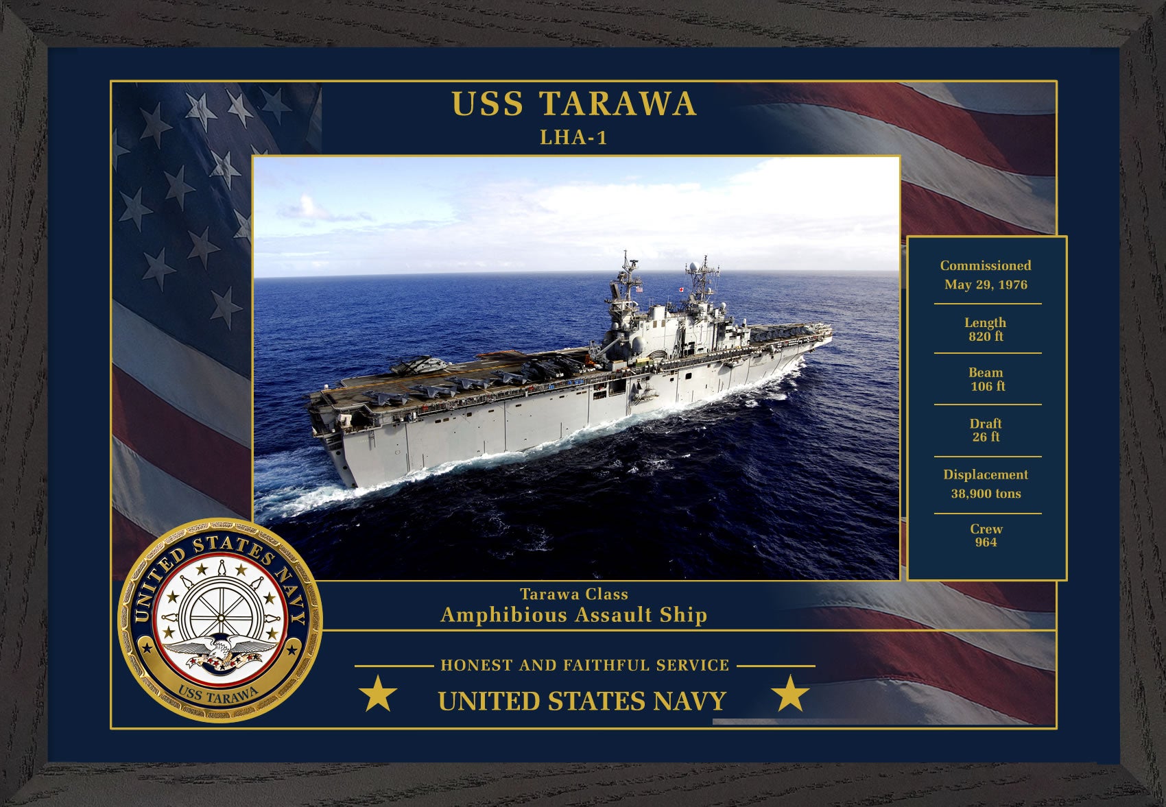 USS Tarawa LHA-1 Framed Patriotic Photo