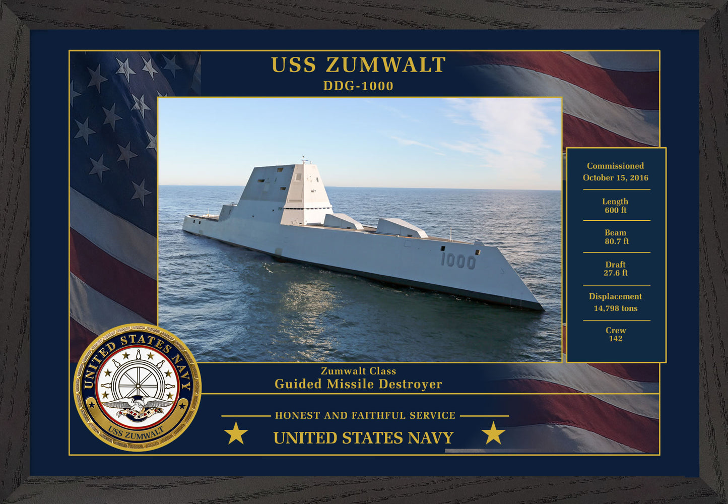 USS Zumwalt DDG-1000 Framed Patriotic Photo