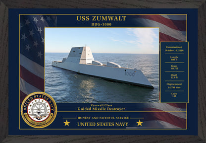 USS Zumwalt DDG-1000 Framed Patriotic Photo
