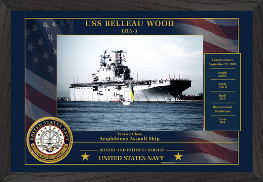 USS Belleau Wood LHA-3 Framed Patriotic Photo