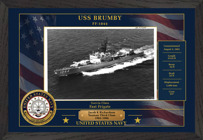 USS Brumby FF-1044 Framed Patriotic Photo