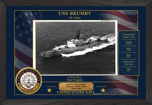 USS Brumby FF-1044 Framed Patriotic Photo