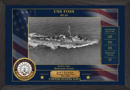 USS Foss DE-59 Framed Patriotic Photo