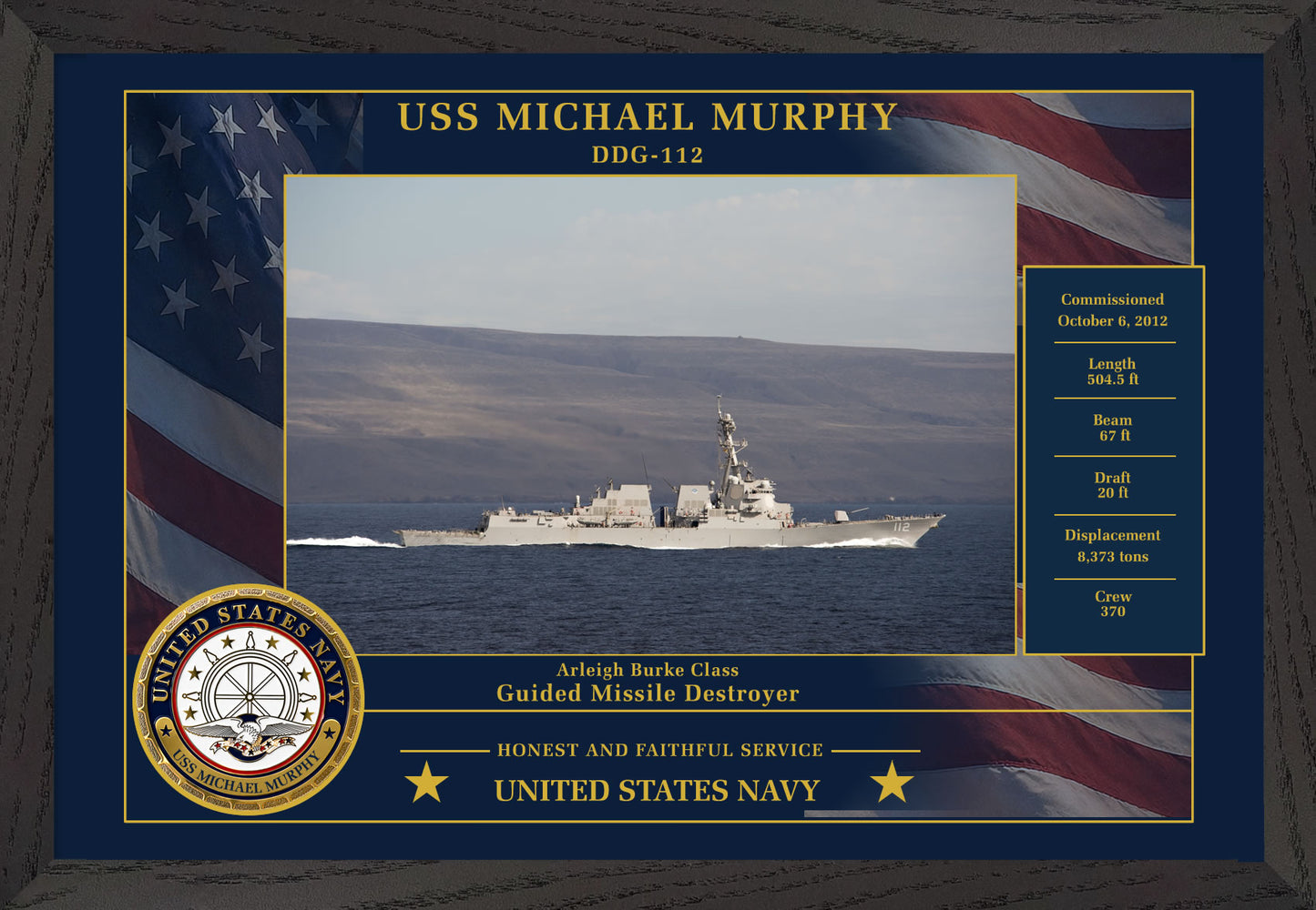 USS Michael Murphy DDG-112 Framed Patriotic Photo