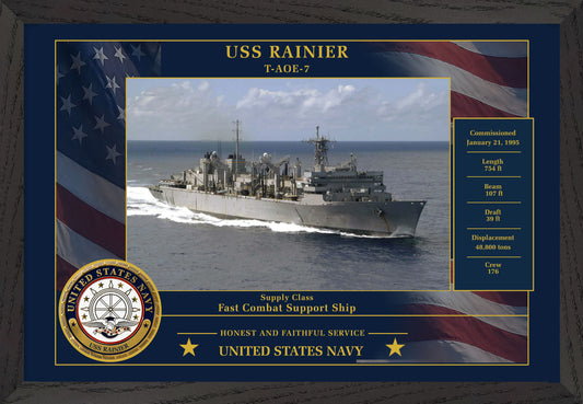 USS Rainier T AOE-7 Framed Patriotic Photo