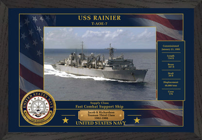 USS Rainier T AOE-7 Framed Patriotic Photo