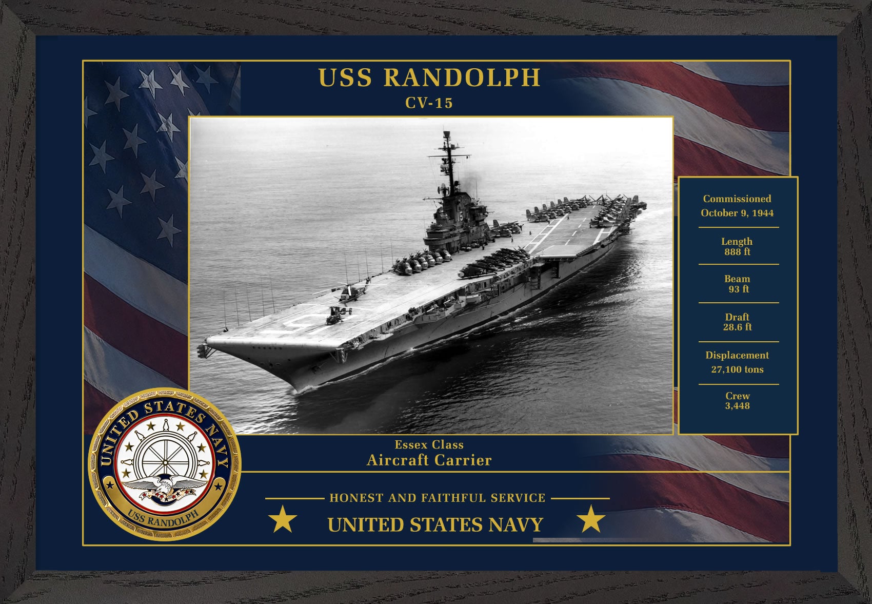 USS Randolph CV-15 Framed Patriotic Photo