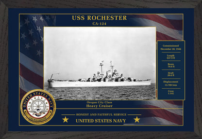 USS Rochester CA-124 Framed Patriotic Photo
