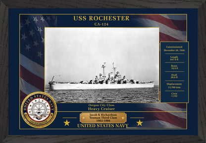 USS Rochester CA-124 Framed Patriotic Photo
