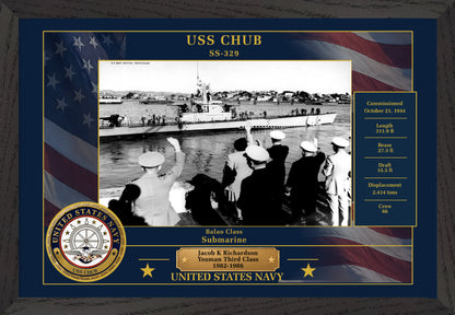 USS Chub SS-329 Framed Patriotic Photo