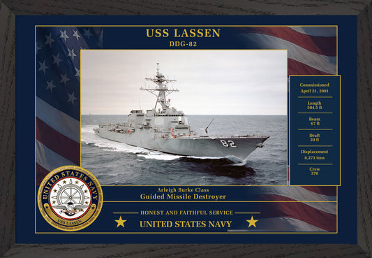 USS Lassen DDG-82 Framed Patriotic Photo