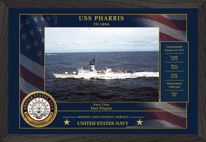 USS Pharris FF-1094 Framed Patriotic Photo