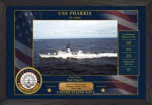 USS Pharris FF-1094 Framed Patriotic Photo
