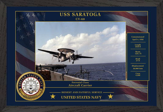 USS Saratoga CV-60 Framed Patriotic Photo