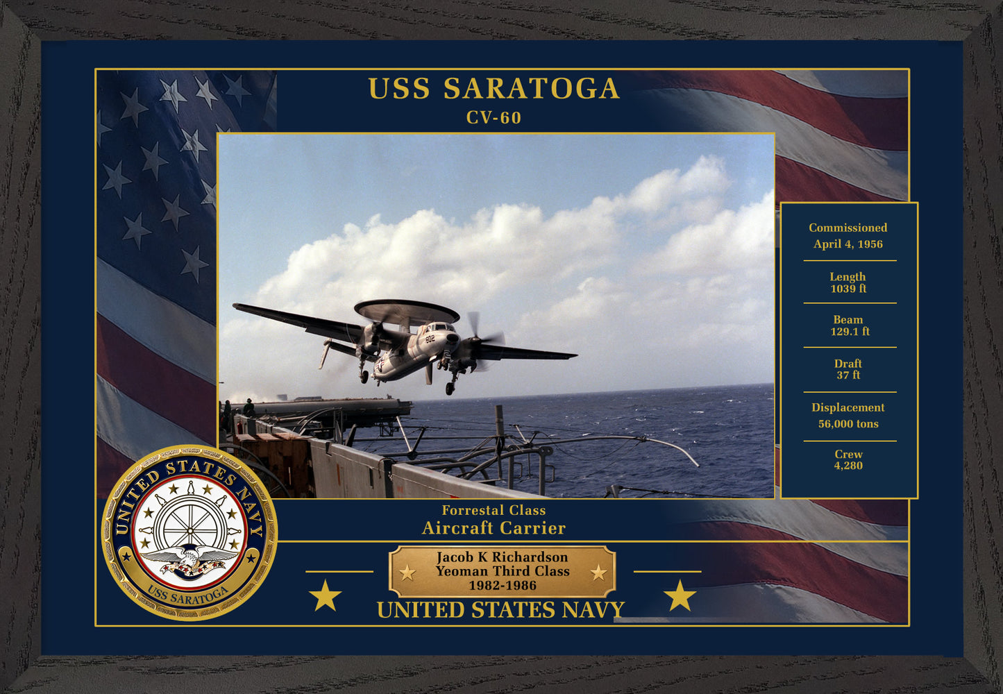 USS Saratoga CV-60 Framed Patriotic Photo