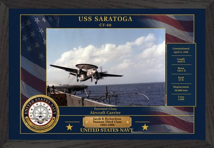 USS Saratoga CV-60 Framed Patriotic Photo