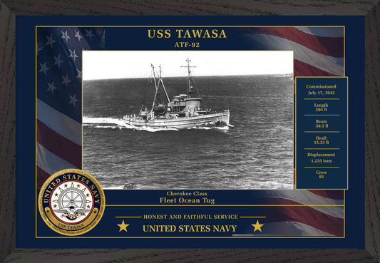 USS Tawasa ATF-92 Framed Patriotic Photo