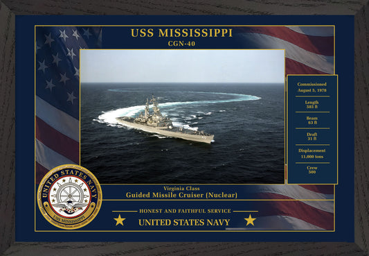 USS Mississippi CGN-40 Framed Patriotic Photo