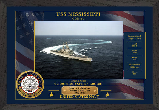 USS Mississippi CGN-40 Framed Patriotic Photo