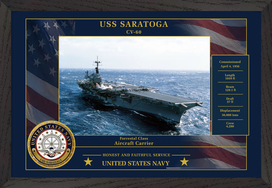 USS Saratoga CV-60 Framed Patriotic Photo