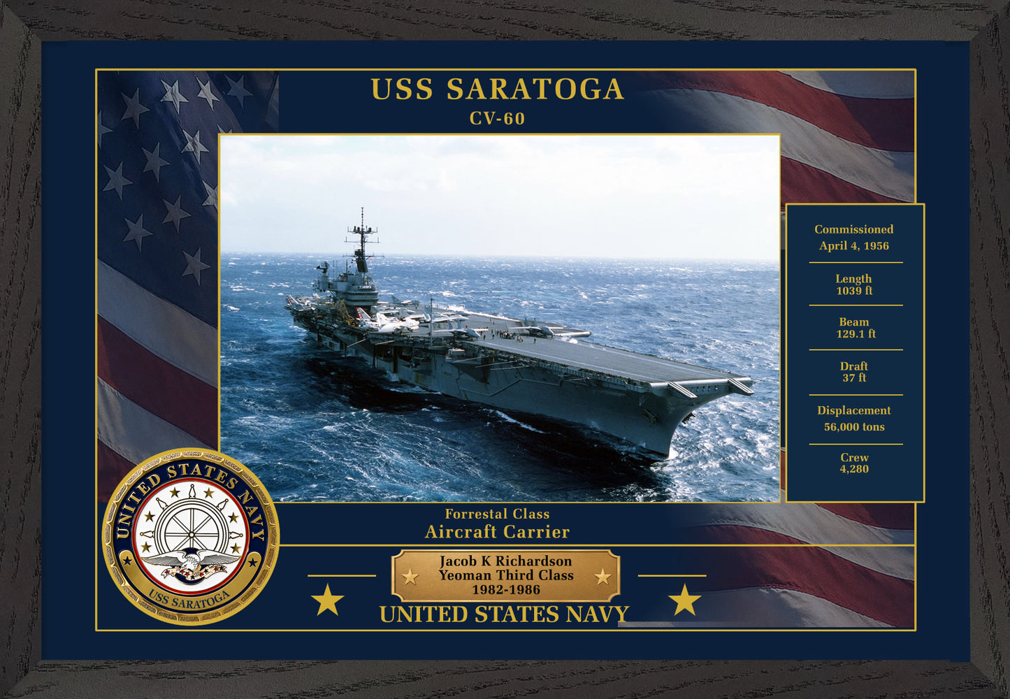 USS Saratoga CV-60 Framed Patriotic Photo