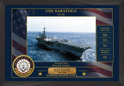 USS Saratoga CV-60 Framed Patriotic Photo