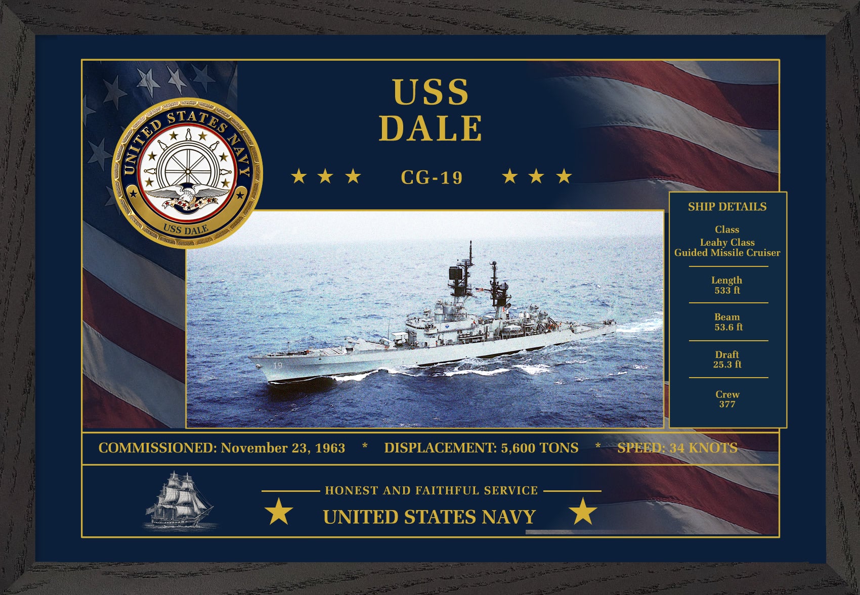 USS Dale CG-19 Framed Patriotic Art