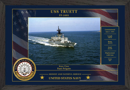 USS Truett FF-1095 Framed Patriotic Photo