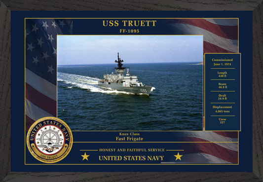 USS Truett FF-1095 Framed Patriotic Photo