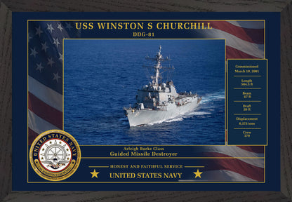 USS Winston S Churchill DDG-81 Framed Patriotic Photo